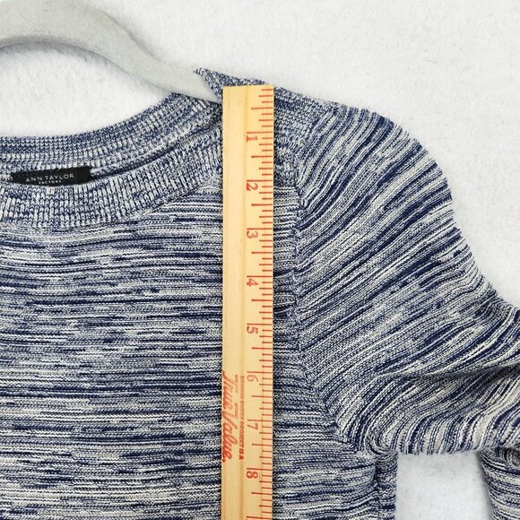 Ann Taylor Sweater Womens Small Blue White Space Dye Knit Crew Neck Pullover - Picture 4 of 9